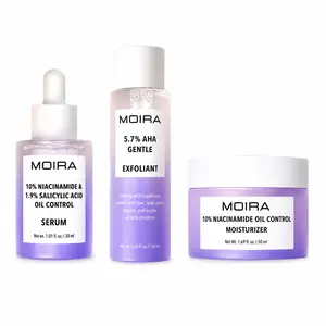 MOIRA 3-Step Oil Control Skincare Kit - Niacinamide, Salicylic Acid, AHA Exfoliant and Moisturizer Formulations