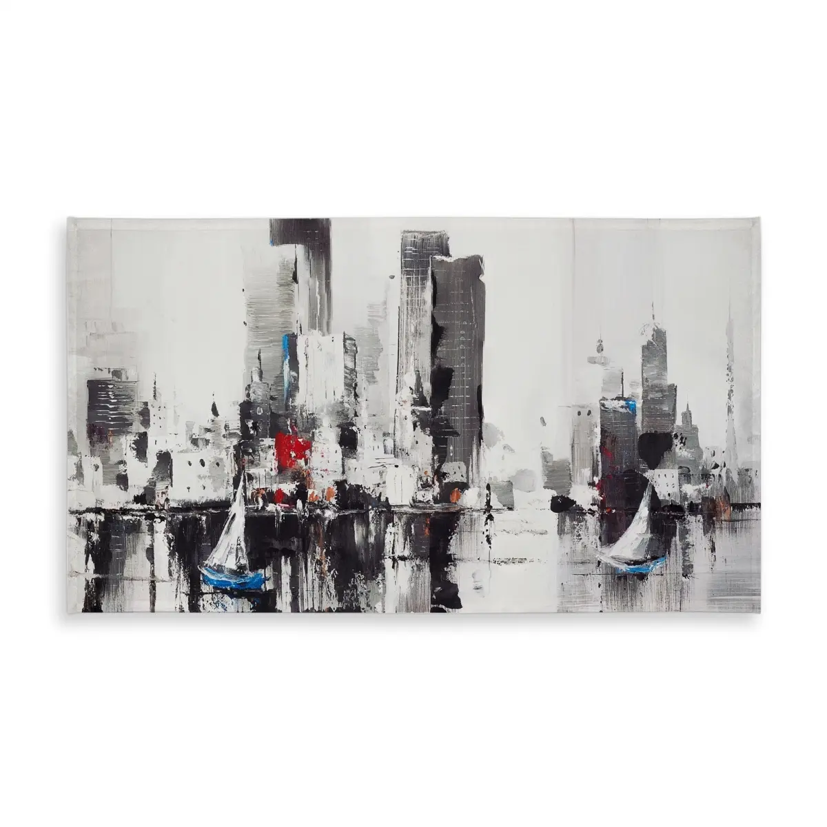 360 stand Industrial Boat Tablecloth - 58x102 in, Abstract Art Boat Cityscape Design, Machine Washable, for Outdoor Tables, Bedroom Furniture, Machine Wash, Patio, Modern