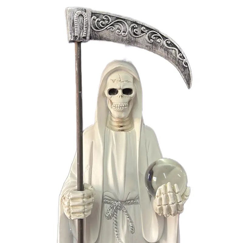 Santa Martin Niña Blanca 24 Pulgadas Figure with Traditional Scythe and Orb Decorative Item