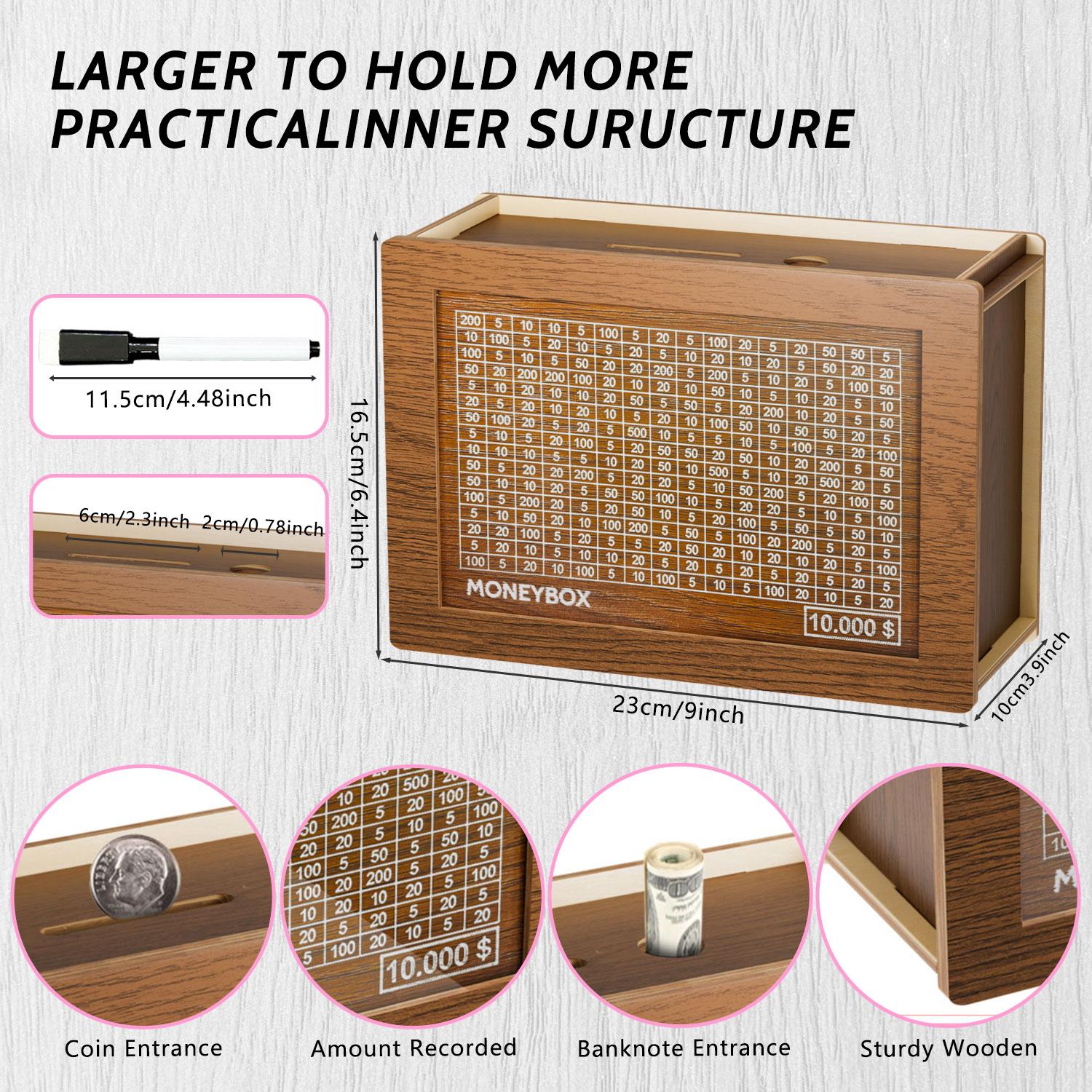 10,000 US dollars savings challenge box, self-disciplinemachine, DIY decoration box, equipped with various printed stickers, the best gift choice, Mother's Day gift budget savings machine, Children's Day gift