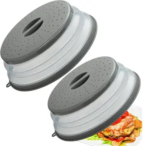 Microwave Splatter Cover Vented Food Plate Cover & Colander BPA-Free Silicone Plastic Dishwasher Safe Kitchen Gadget 1 Pack Collapsible Design with Ventilation Holes for Safe Steam Release