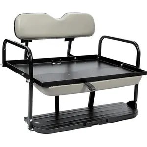 Rear Flip Seat Compatible with Pre-1994 EZGO Marathon Golf Cart Folding Seat Steel Frame Off-White Powder Coated