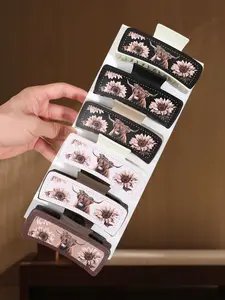 6PCS fashion simple Joker retro women grab clip hair clip large cow head personality trend, Denim style suitable for daily leisure, party vacation, Flower hair clips, Flat hair clips