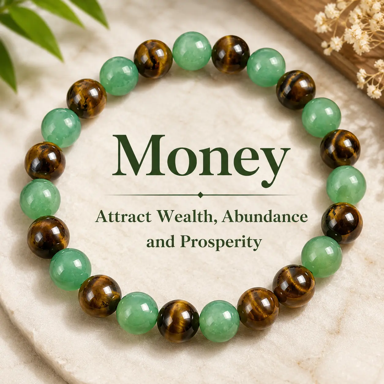 1pc Arpurraina Money Attraction Bracelet with Green Aventurine & Tiger Eye beaded  jewelry protection bracelet encouragement gift fashion artificial bracelet  of  the  day Colorblock Beaded Crystal Bracelet ,Manifestation, Abundance, Good Fortune, Success