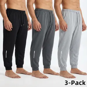 3-pack and 6-pack men's casual sports sweatpants, high elasticity and comfortable, black, gray, light gray, spring and autumn styles, versatile, loose-fitting, cuffed sweatpants, multi-colored casual pants, suitable for home fitness and running
