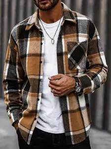 Men's Plaid Shirt Jacket, Open Front Cardigan Coat, Casual Fashion Outerwear, Long Sleeve Button-Up Design, Perfect for Fall & Winter