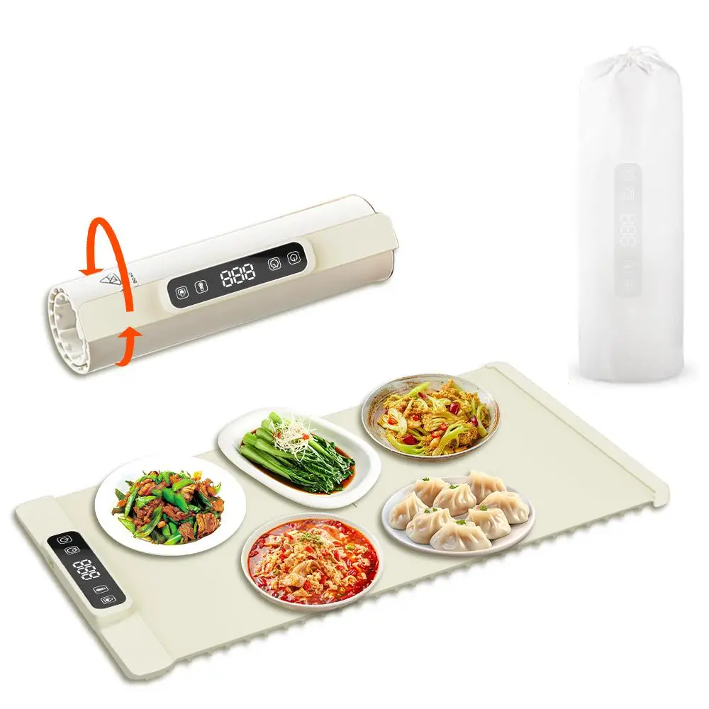 Electric Heating Tray, 1 Count Foldable Food Heating Mat with 5 Temperature Settings, Reusable Heat Resistant Food Warmer for Buffets Party