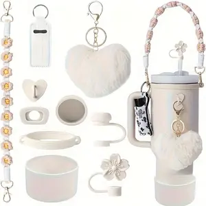 10pcs Accessory Kit for 40Oz Cups, Including Silicone Protective Covers And Handle Straps for Water Bottles