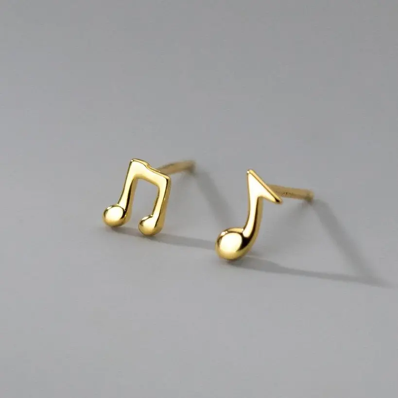 s925 sterling silver Tiny Asymmetrical Music Note Stud Earrings，Exquisite earrings, minimalist earrings, anniversary gifts, gifts for friends, simple earrings, fashion earrings, cute earrings, gifts for girlfriends, holiday gifts