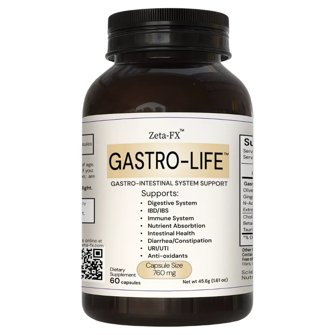 Zeta-FX Gastro-Life 760 mg Capsules for Digestive System Support IBD/IBS Immune Function Nutrient Absorption & Energy Levels