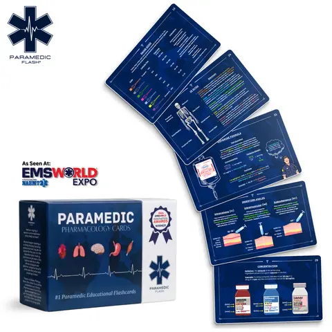 EMT & Paramedic Pharmacology Drug Study Flashcards & Pocket Guide With Test Questions, Dosage Formulas, IV Gauges, Concentrations, Drip Rates, & So Much More For Students, EMTs, Paramedics, or Nurses.