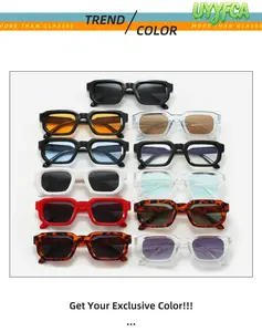 UYYFCA Unisex Retro Chunky Rectangle Sunglasses, 6-Pack Multi-Color Eyewear with UV400 Protection, Shatterproof HD Anti-Glare Lenses for Daily Wear, Travel and Outdoor Activities