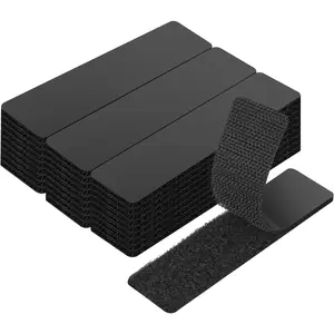 20 Sets Double Sided Tape Heavy Duty Black Hook and Loop Tape, 1x4Inch Adhesive Strips - Secure Mounting for Rug Poster Industrial Mirror  Couch Cushion Wall, Indoor & Outdoor Use