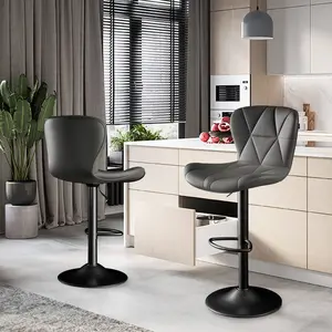 Bar Stools Set Of 2, Adjustable Faux Leather Upholstered Swivel Bar Stools for an Island or Bar