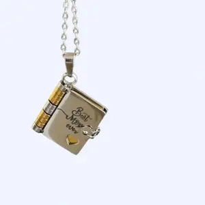 Best Mom Ever Book Necklace - Mother's Day, Birthday Memorial Gifts Jewelry Love A Letter for Mom