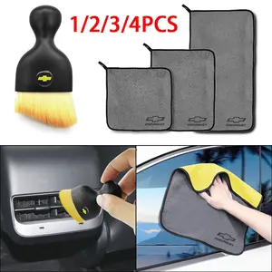 1/2/3/4pcs Microfiber Cleaning Towel Cleaning Brush Thicken Soft Drying Cloth Car Body Washing Cleaning Set Car Accessories For Chevrolet Captiva Cruze Spark Colorado Malibu Trax Z71 Aveo Orlando Lacetti Equinox Camaro Cavalier Epica Impala Tracker Nubira