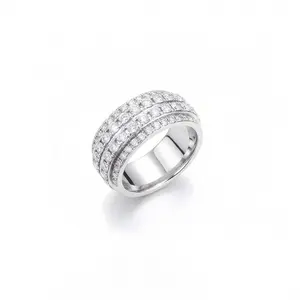 18K white gold plated men's ring, set with moissanite stone, D/VVS grade, European and American style, sparkling starry sky design, new classic diamond ring.