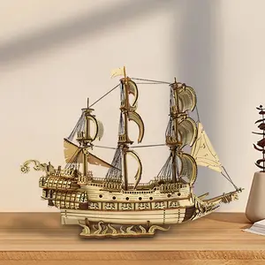 Wooden Ghost Ship 3D Puzzle Model Kit, Creative Handmade DIY Decoration, Home Decor, Holiday Gift, Scene Building