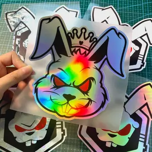 Wicked Eye Rabbit Design Car Sticker, Car Decals, Waterproof Durable Scratch Blocking Laser Effect Self-adhesive Car Sticker, Car Exterior Decoration Accessories, Vinyl Decal Sticker