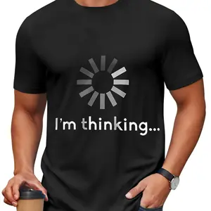 Men's Menswear Round Neck "I'm Thinking..." Loading Icon Graphic T-Shirt - Shortleeve, Soft, Breathable, Casual Cotton Funny Novelty Tee (Suitable for Joggers),summervibes