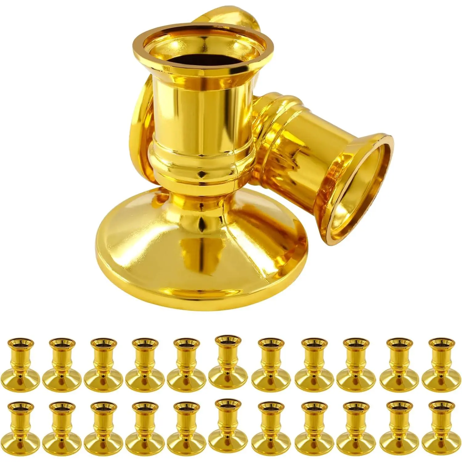 24 count  Taper Candle Holders, Plastic Candlestick Holders Only for Flameless LED Candle Decorative Pillar Candle Holder for Christmas Wedding Anniversary Dinner Party