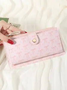 Women's Bow Pattern Long Wallet, Multi Card Slot Function Wallet, Elegant Folding Wallet for Women, Durable Fashion Wallet, with Card Slot and Zipper Pocket, Suitable for Outdoor, Travel and Back to School