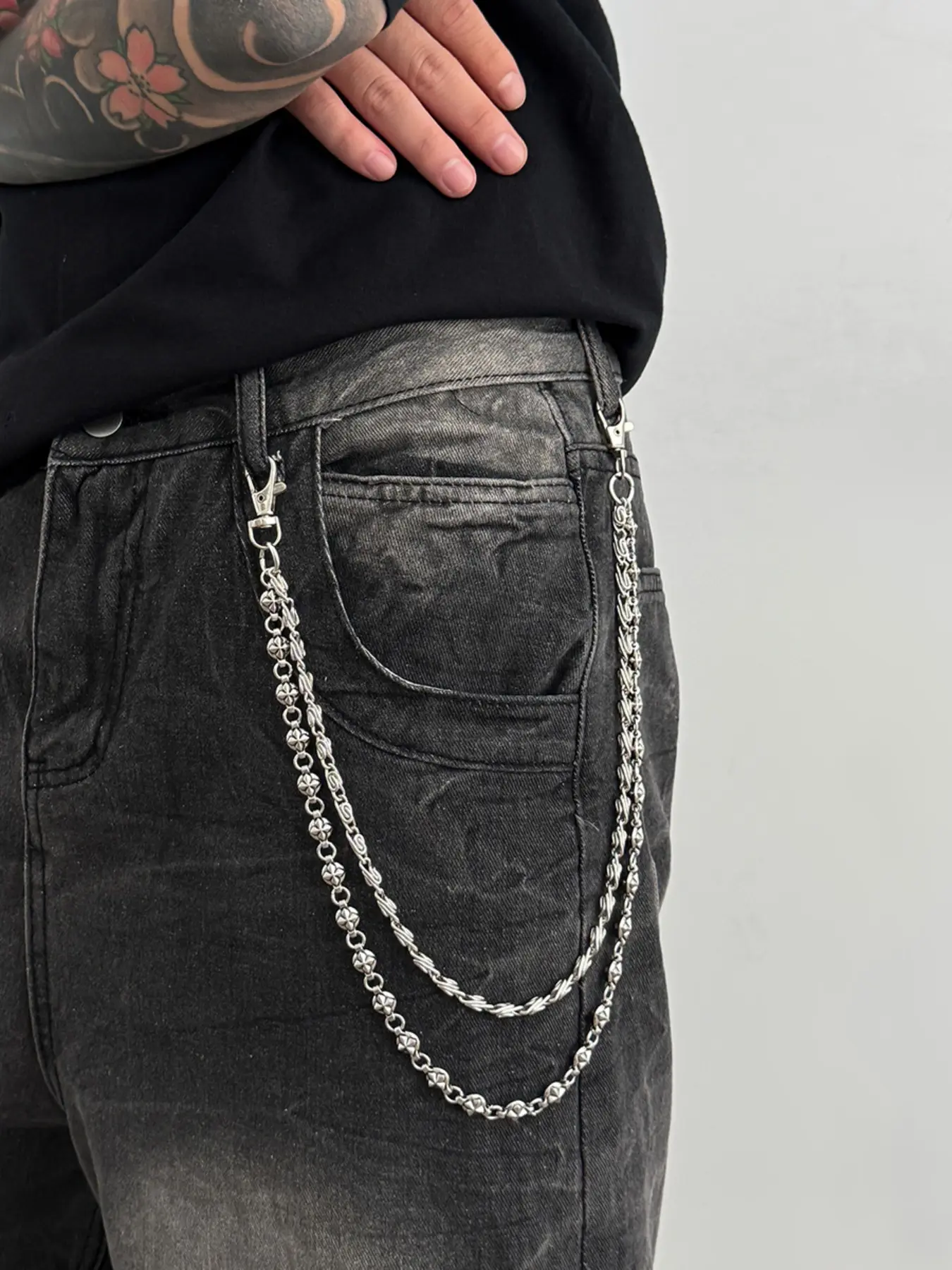 Unisex Fashionable Dual-Layer Pants Chain, Casual Hip-Hop Style Accessory, Perfect for Daily Wear, All-Season Stylish Addition
