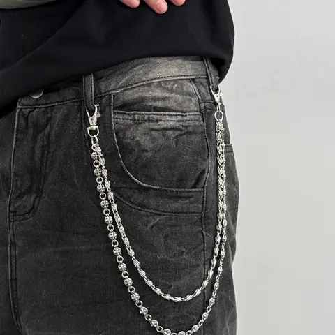 Unisex Fashionable Dual-Layer Pants Chain, Bop Chain, Casual Hip-Hop Style Accessory, Perfect for Daily Wear, All-Season Stylish Addition