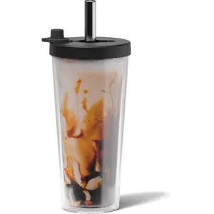Boba Cup and Straw Boba  Cup Bubble  Cup  Iced Coffee Cup Cold Coffee Cup Smoothie Cup with Lid and Straw Smoothie Cup to go Smoothie Tumbler 17 oz - Night Black