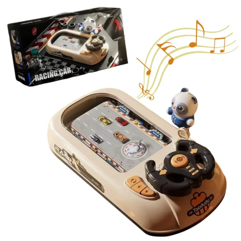 Racing Game Machine with Steering Wheel - Realistic Driving Experience Competitive Toy, Exciting Strategy Game for Ages 3-6, Christmas New Year Gift,