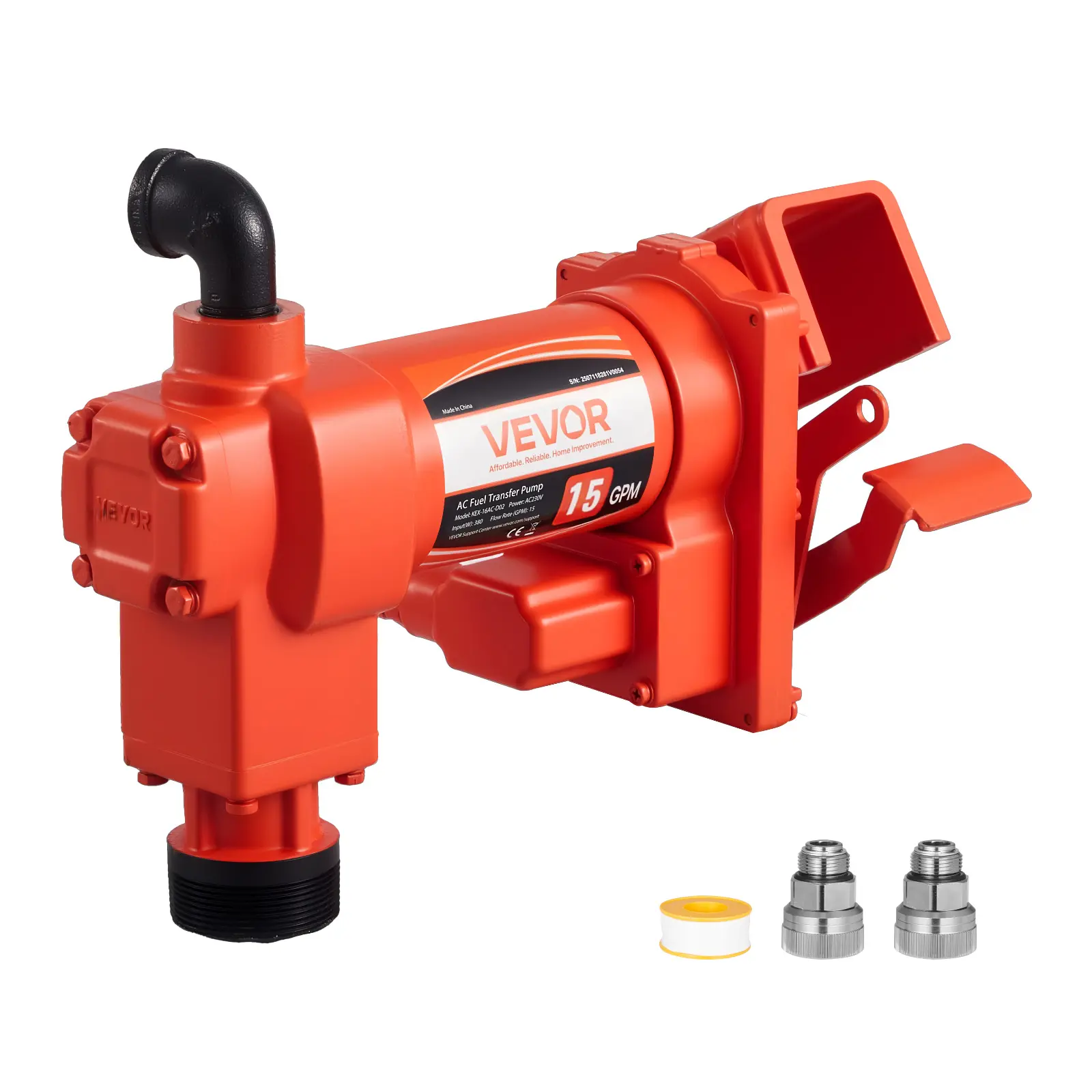 【summerfinds】VEVOR Fuel Transfer Pump 110V, 15 GPM 57 L/min, AC Electric Oil Transfer Pump, 8 ft/2.4 m Max Suction Lift, 37 ft/11.28 m Max Lift, Overheat Protection, for Gasoline Diesel Kerosene Biodiesel Ethanol