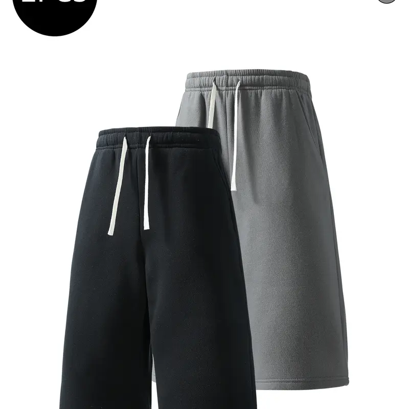 2-pack men’s summer athletic shorts—breathable seven-eighths shorts for running, workouts, fitness, and everyday casual wear.