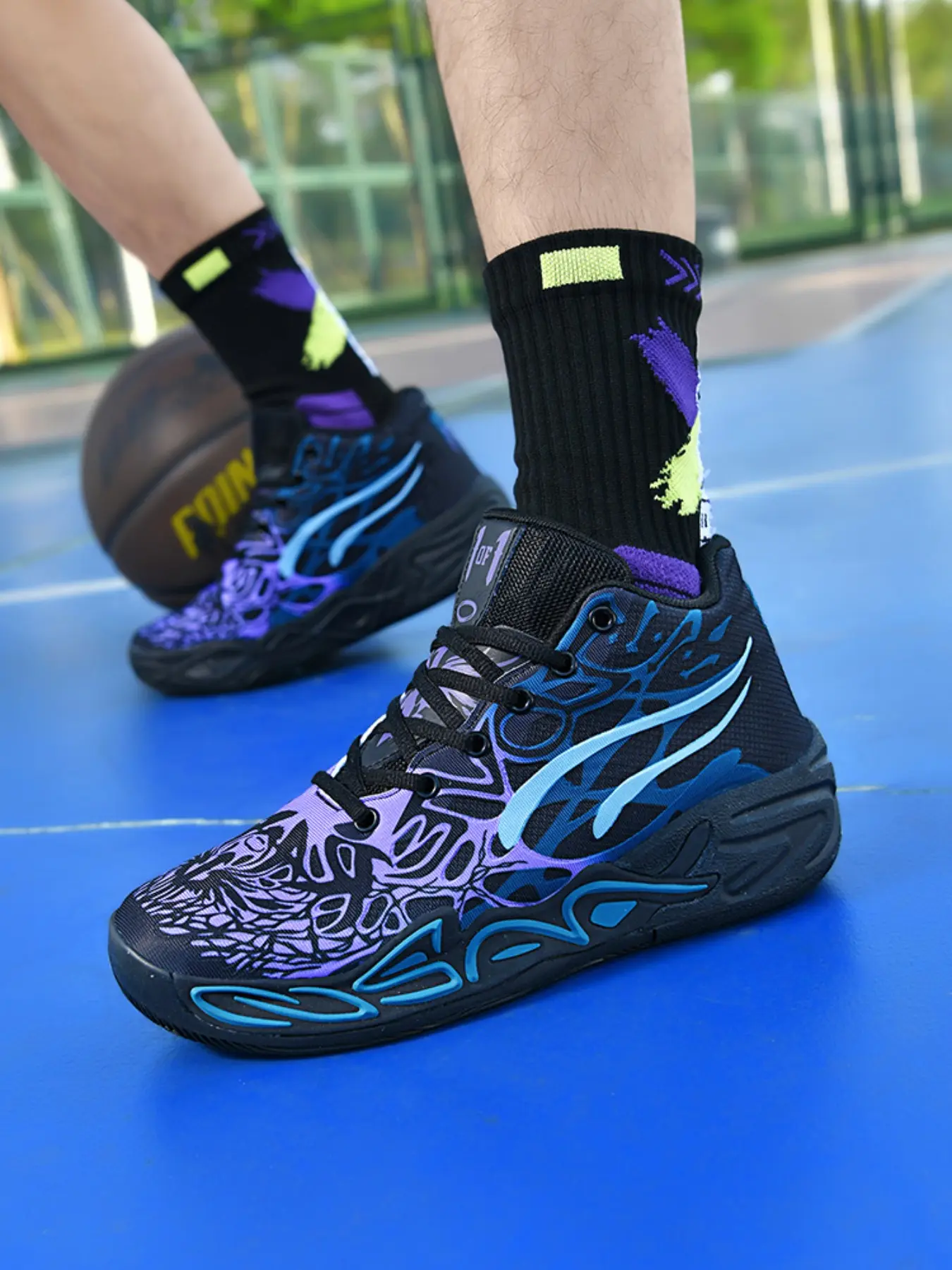 Unisex Student Basketball Shoes, Athletic Basketball Shoes, Breathable Comfort, Trendy Color Block, Anti-Slip Wear-Resistant Sole, Sports Sneakers for Couples, Fashionable Sports Shoes, Hoops Shoes, Stylish Basketball Shoes