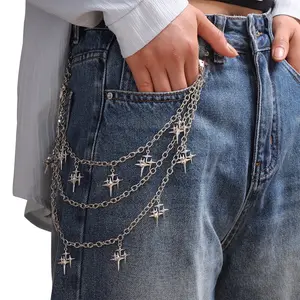 Fashion trend shining star trouser chain multi-layer metal waist chain hanging chain, personalized versatile trouser chain