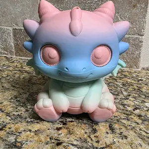 3D Printed Dragon Piggy Bank - Cute Design, Ideal for Saving Money