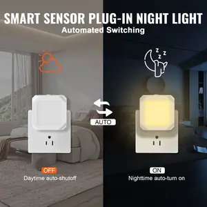 VEVOR Plug in LED Night Light 2 Pack, TikTokShopBlackFriday, 0.6 W 3000k Soft White Light, with Dusk-to-Dawn Light Sensor, for Bedroom, Bathroom, Hallway