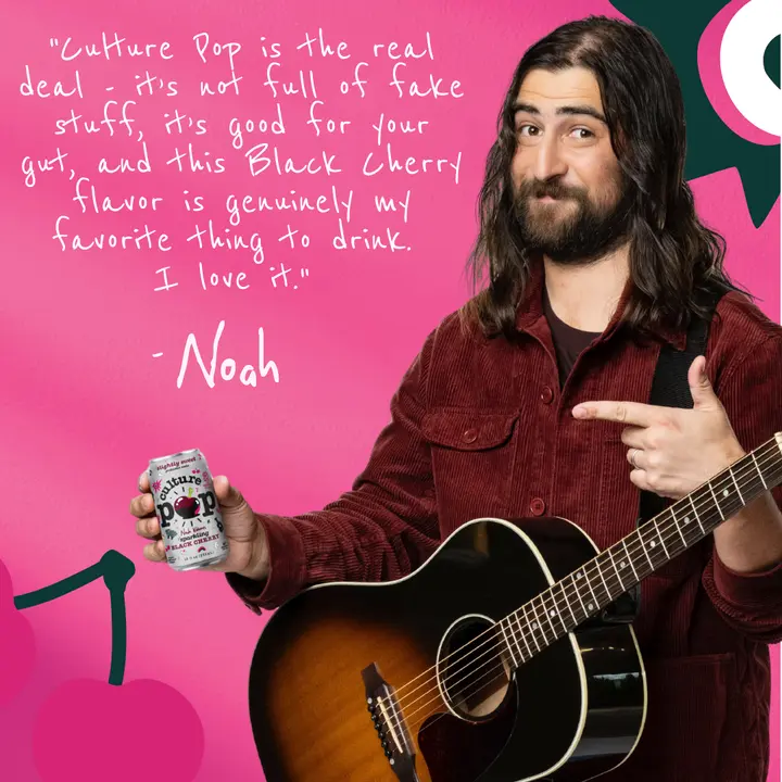 Noah Kahan's Sparkling Black Cherry - Culture Pop Soda - 12 Pack