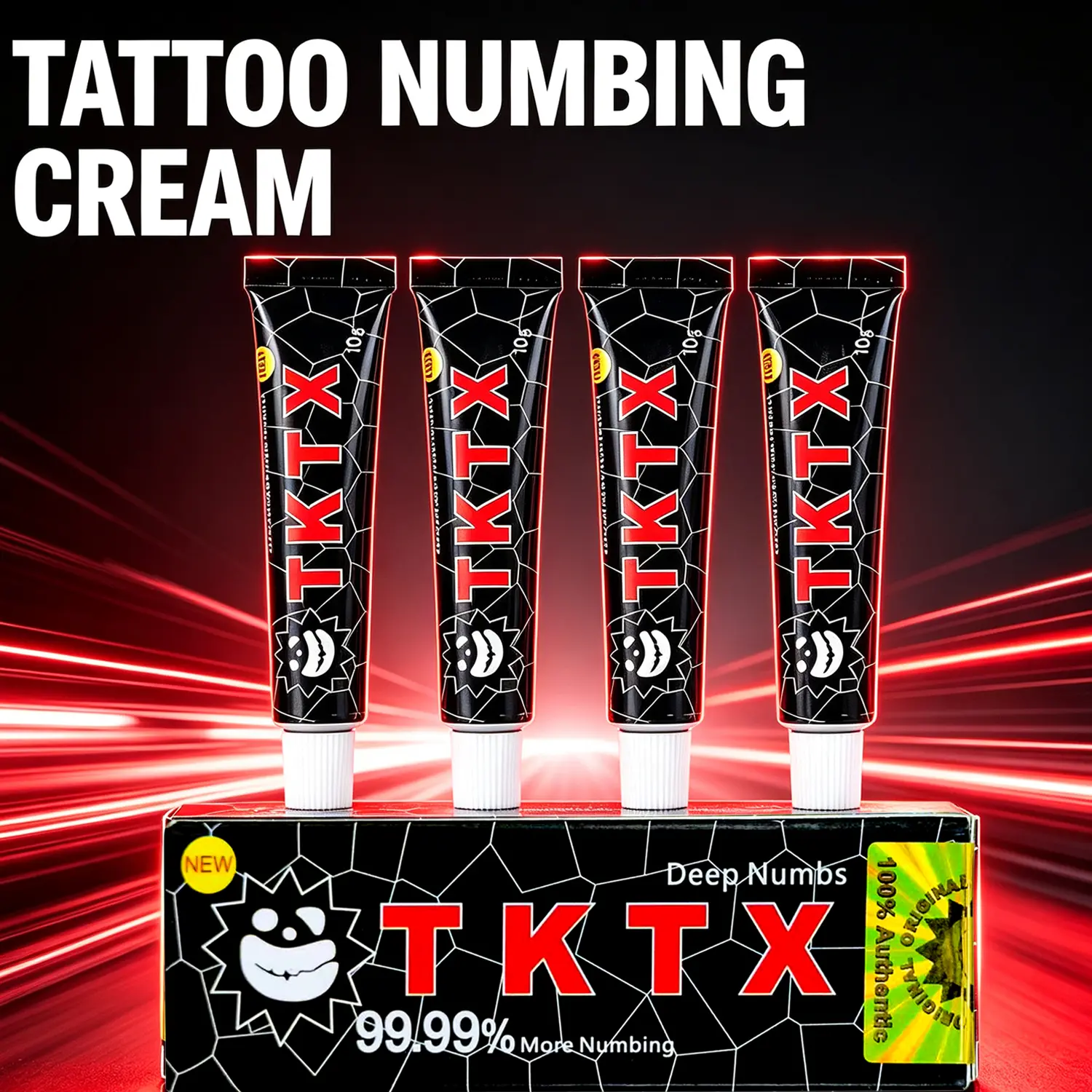 Professional Tattoo Numbing Cream, Fast Acting Topical Anesthetic Cream for Tattoos, Microblading, Piercing, Hair Removal, Long Lasting Pain Relief
