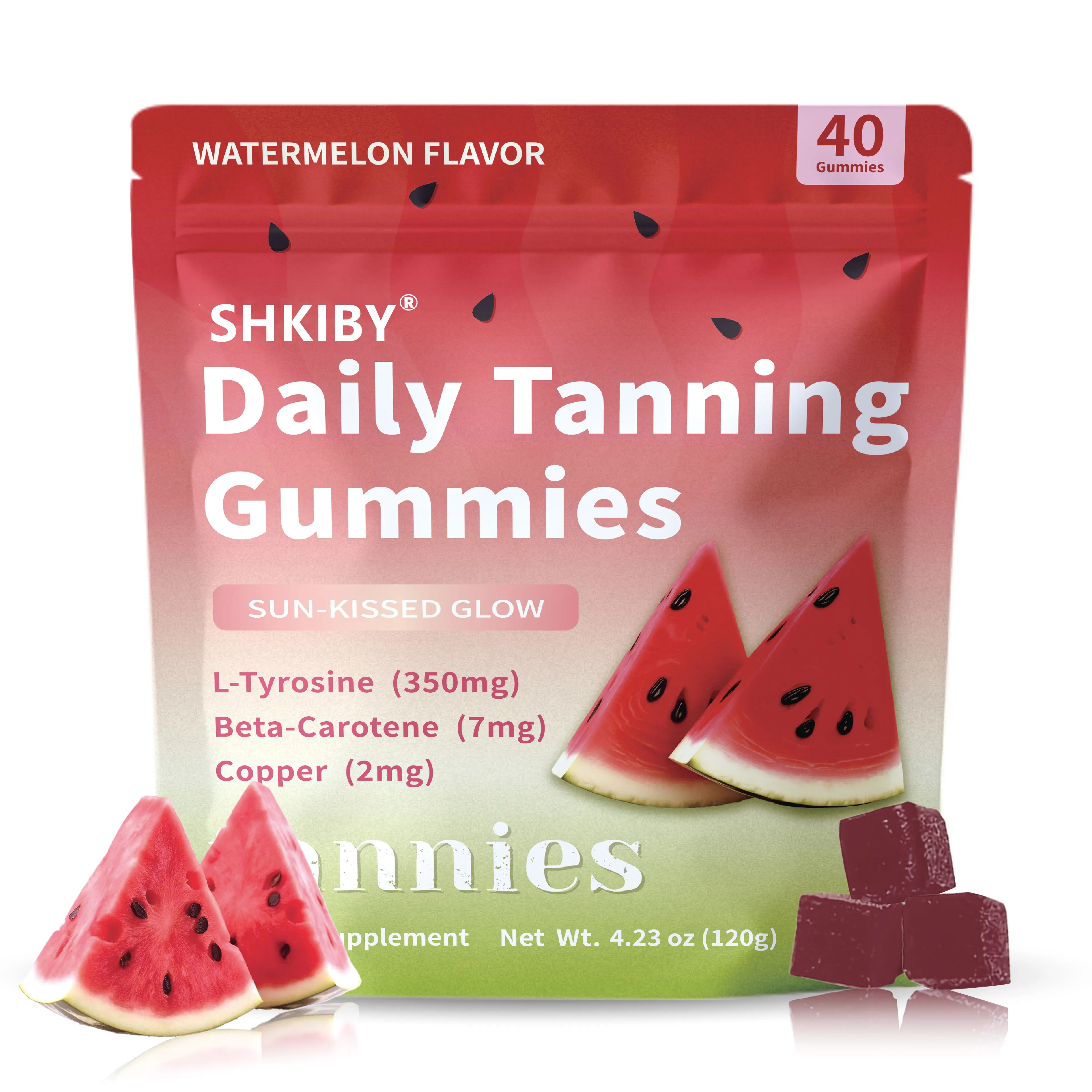 SHKIBY Daily Tanning Gummies with Astaxanthin & Beige Darkening Supplement 6000µg per Gummy for Sensitive Skin Allergen-Free Vitamin Gummies Boosts Melanin for Beach Pool