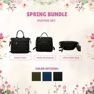 Ampere Creations [BUNDLE] The Puffer Bundle Bags - Fashionable Handbag Crossbody, Tote, Backpack Purse Set