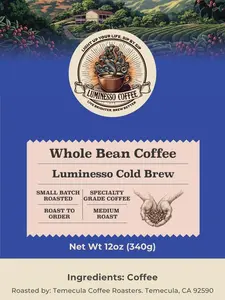 Luminesso Cold Brew Coffee with Chocolate, Toffee, and Floral Notes for a Multi-Dimensional Experience - Beverage, Sweet