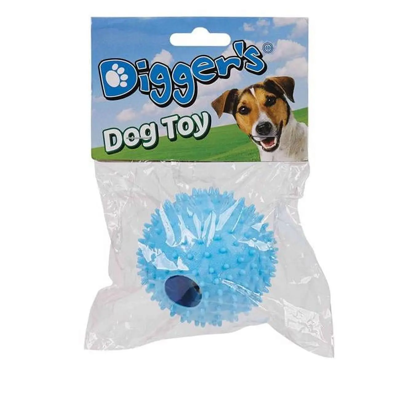 Diggers 8303612 Boss Pet Dimple TPR Rubber Spiked Ball Toy with Bell - Small, for Dog Fetch Play