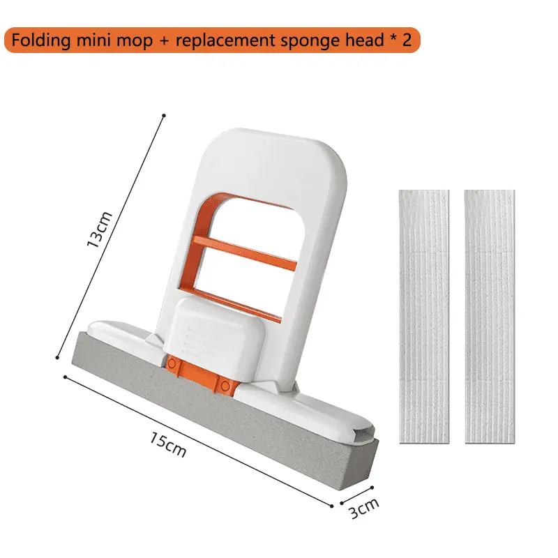 Folding mini mop + replacement sponge head * 2