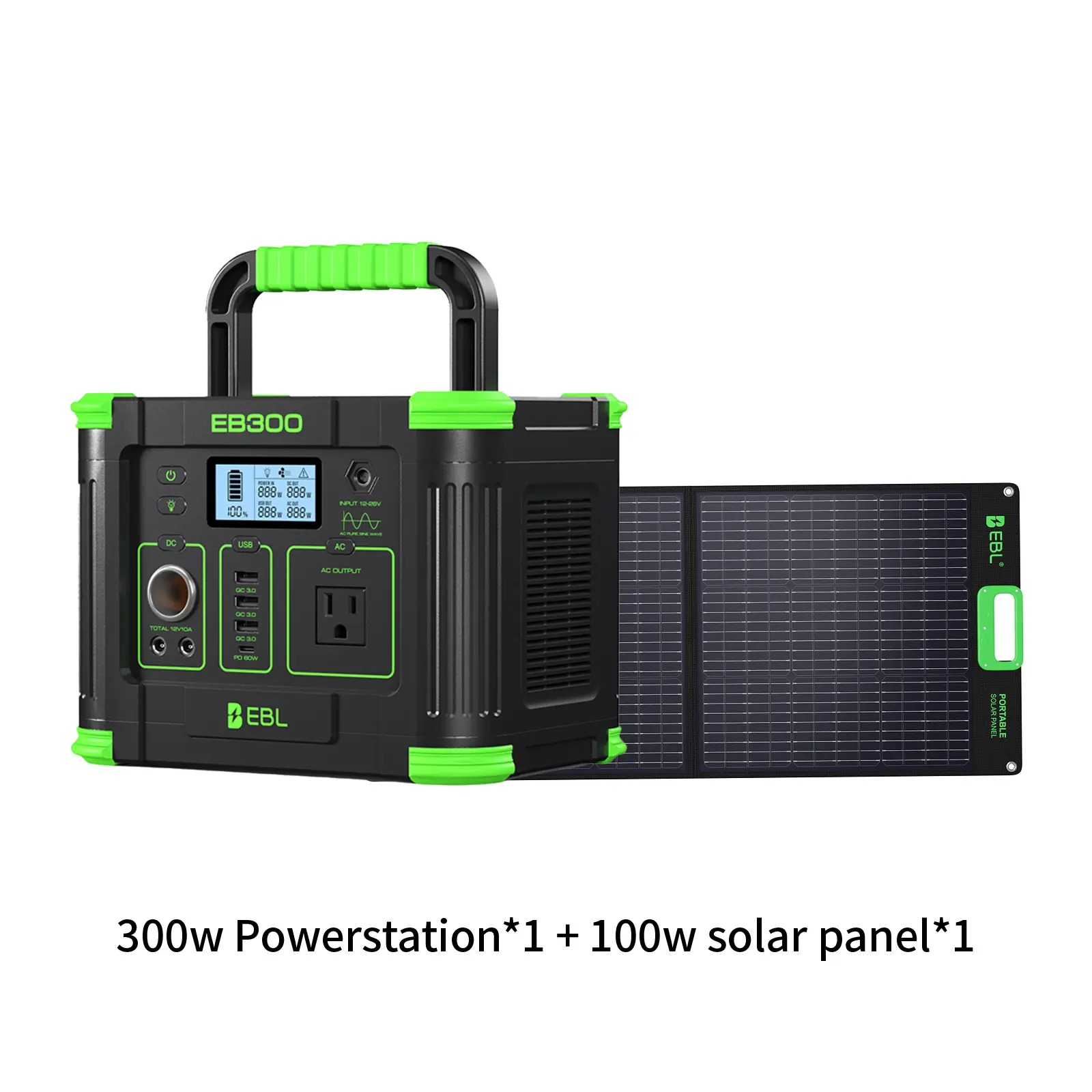 300W power station + 100W solar panel