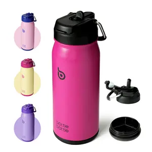 BOTTLE BOTTLE 16 oz sports water bottle stainless steel insulated kids water bottle with straw and pills box for gifts and school