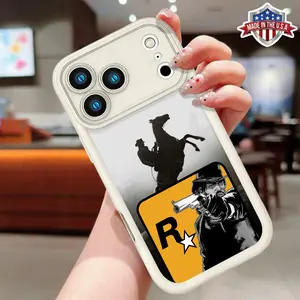 RDR2 Arthur Morgan Cowboy Silhouette Phone Case - Retro Wild West Game Shockproof Silicone Cover for iPhone, Smartphone, Cellphone & Handheld Devices with Protection