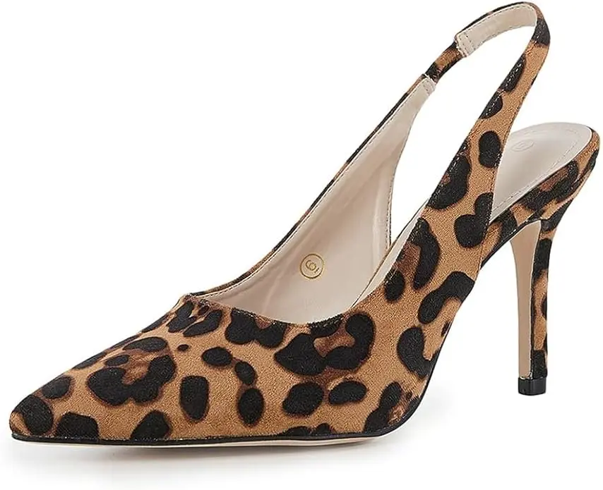 Coutgo Womens Slingback Pointed Toe Stiletto Pumps Slip-on High Heels Office Lady Sandals Party Prom Dress Shoes tiktokshopbacktoschool