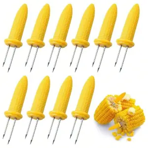 Stainless Steel Corn Fork for Grilling, Portable Heat-Resistant Corn Stick Holder, Dual Prong BBQ Tool, Ideal for Corn on the COB