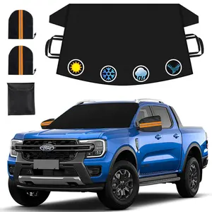 Car Windshield Cover for Ice and Snow, 600D Oxford Fabric Windshield Snow Cover Heavy Duty, Magnetic Car Anti-Snow Cover, Winter Frost Hail Protector for Most Sedan Truck SUV Van MPV (74 x 43 Inch)&sunscreen car driver
