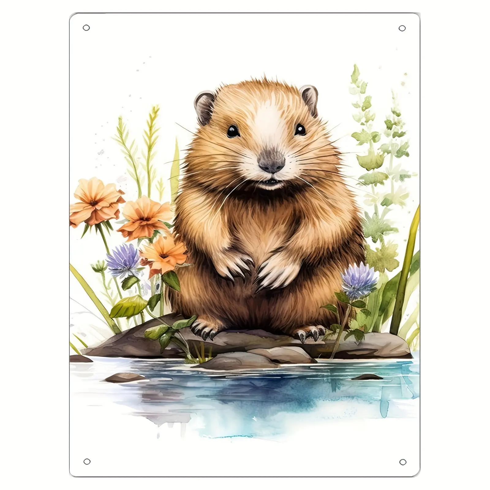 Charming Baby Beaver Metal Wall Art - Perfect For Home, Office, Or Cafe Decor, 8X12 Inches